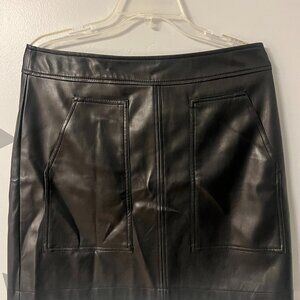 Black Vegan Leather Mini Skirt Loft Size 10 GREAT FOR THE HOLIDAYS!!!